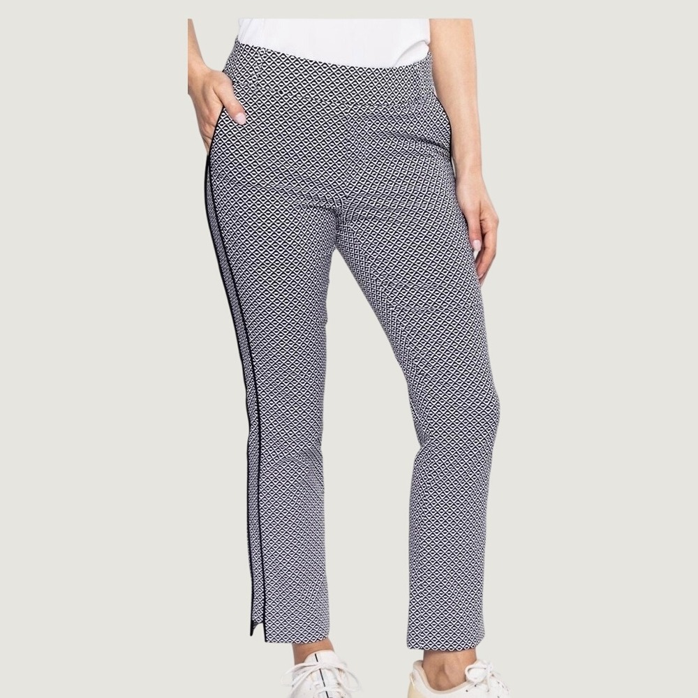 Golftini Womens Ankle Golf Pants Black White Gingham Water Repellent PAAKBWC L - Picture 4 of 10